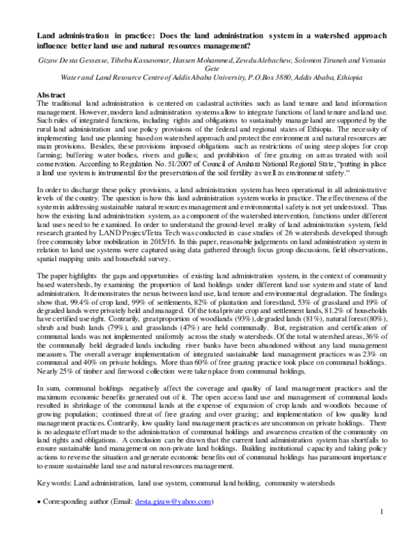 (PDF) Land administration in practice Does the land administration