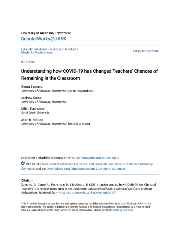 (PDF) Understanding How Covid-19 Has Changed Teachers’ Chances of ...