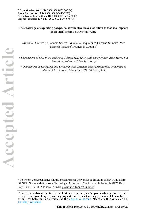 (PDF) The challenge of exploiting polyphenols from olive leaves ...