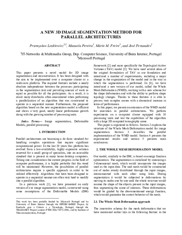 (PDF) A new 3D image segmentation method for parallel architectures