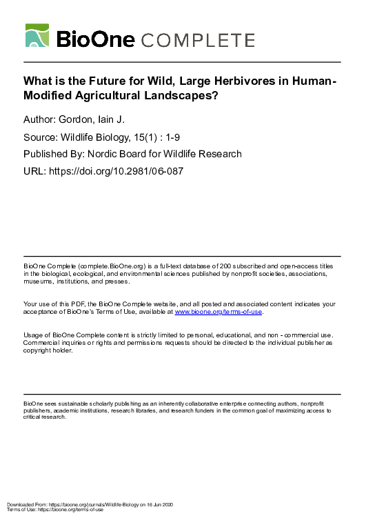 (PDF) What is the Future for Wild, Large Herbivores in Human‐Modified ...