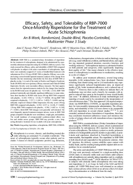 (PDF) Efficacy, Safety, and Tolerability of RBP-7000 Once-Monthly ...