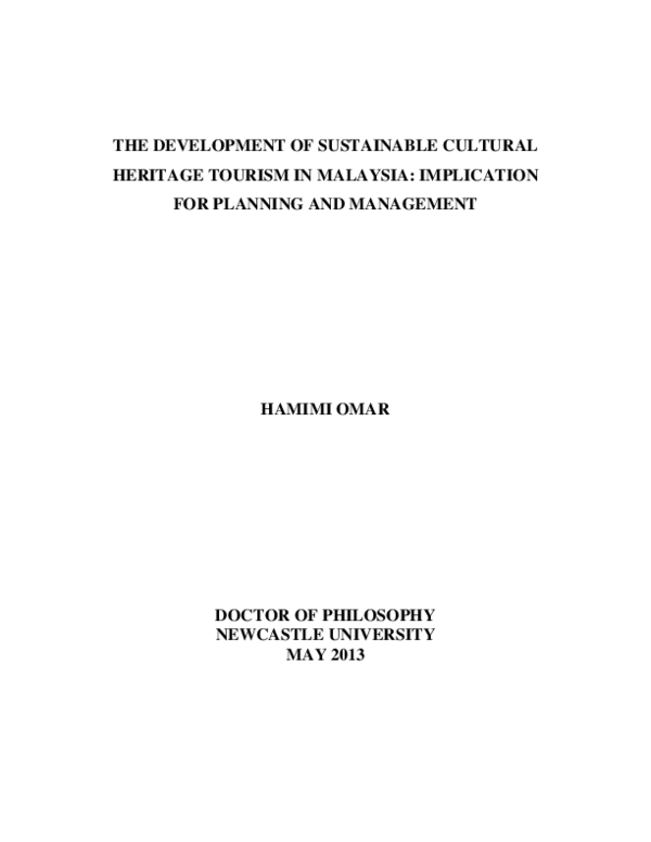 (PDF) The Development of Sustainable Cultural Heritage Tourism in ...