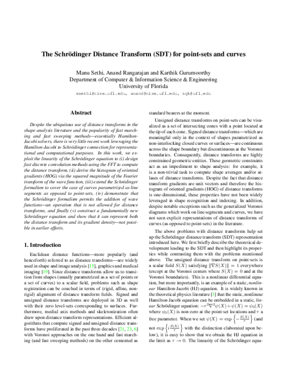 (PDF) The Schrödinger distance transform (SDT) for point-sets and curves