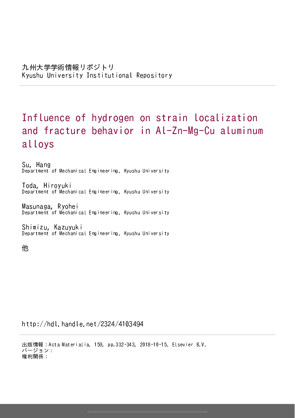 (PDF) Influence of hydrogen on strain localization and fracture ...