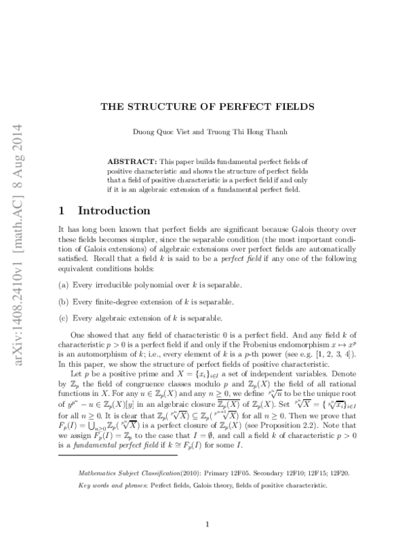 (PDF) The structure of perfect fields