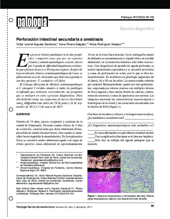 Perforación intestinal secundaria a amebiasis