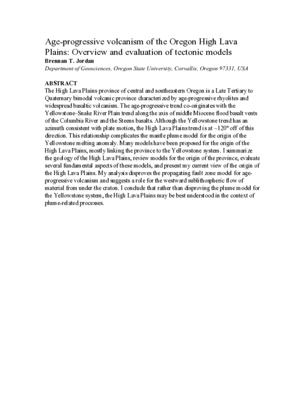 (PDF) Age-progressive volcanism of the Oregon High Lava Plains ...