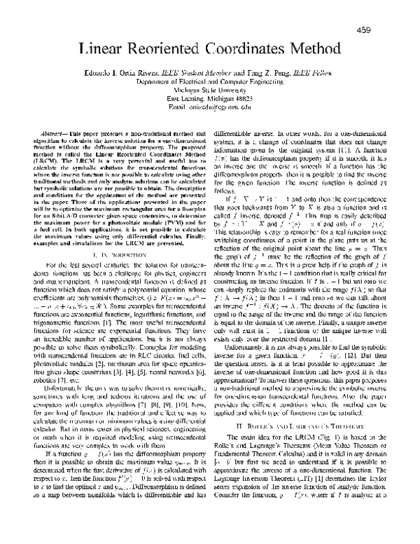 (PDF) Linear Reoriented Coordinates Method