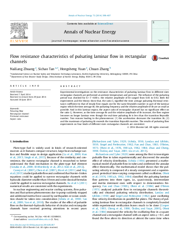 (PDF) Flow resistance characteristics of pulsating laminar flow in ...
