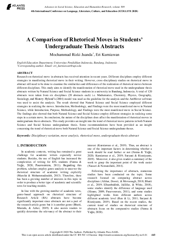 (PDF) A Comparison of Rhetorical Moves in Students’ Undergraduate ...