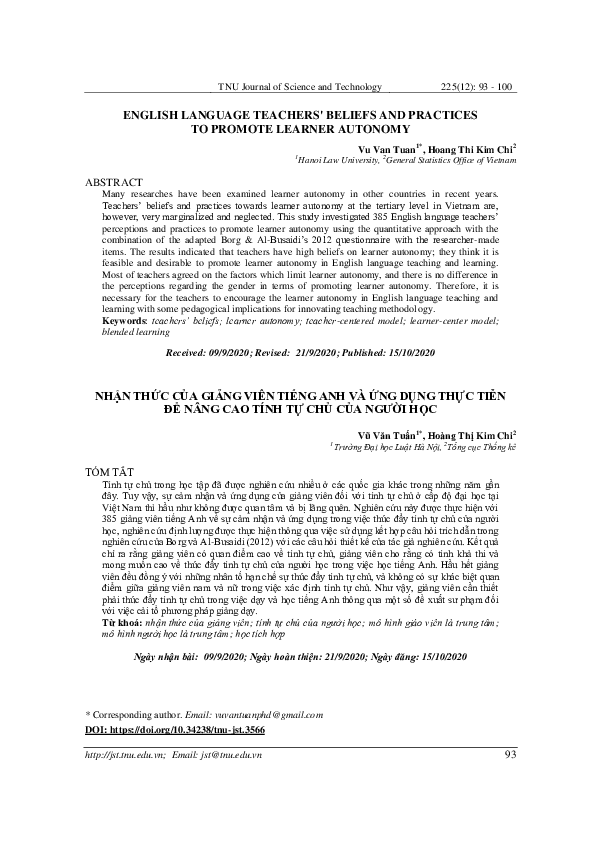 (PDF) English Language Teachers' Beliefs and Practices to Promote ...