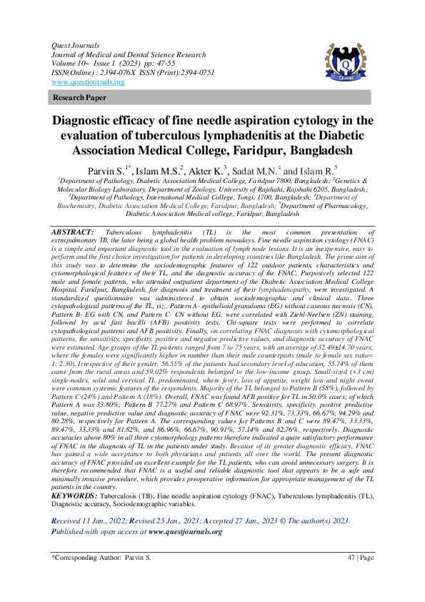 (PDF) Diagnostic efficacy of fine needle aspiration cytology in the ...