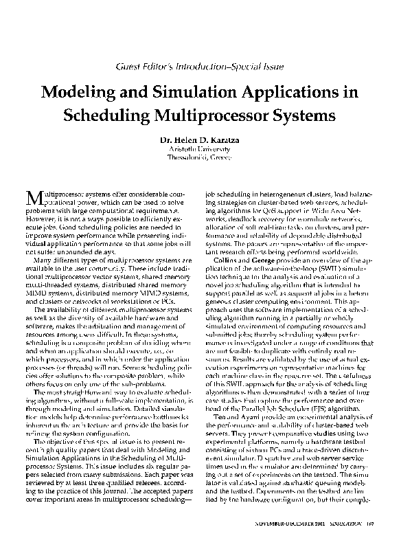 (PDF) Modeling and Simulation Applications in Scheduling Multiprocessor ...