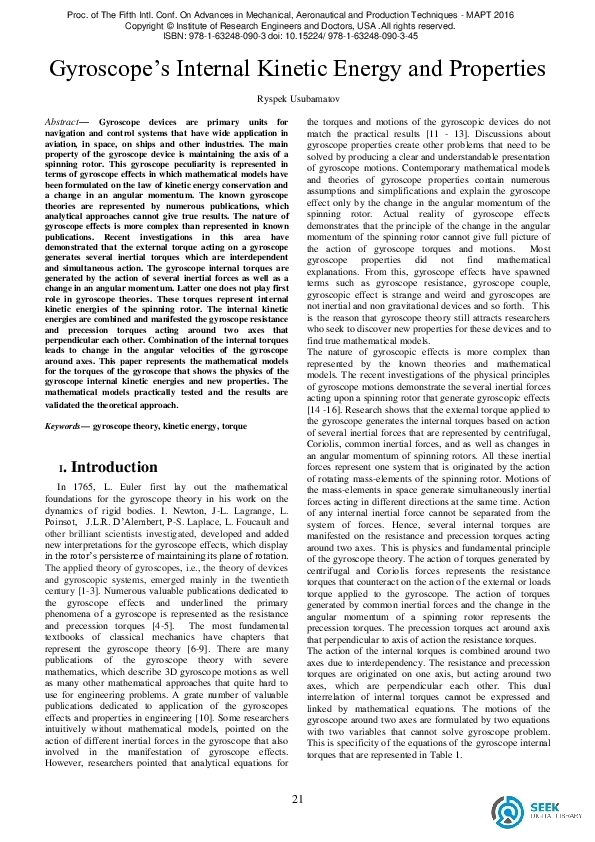 (PDF) Gyroscope s Internal Kinetic Energy and Properties