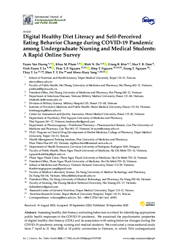 (PDF) Digital Healthy Diet Literacy and Self-Perceived Eating Behavior ...