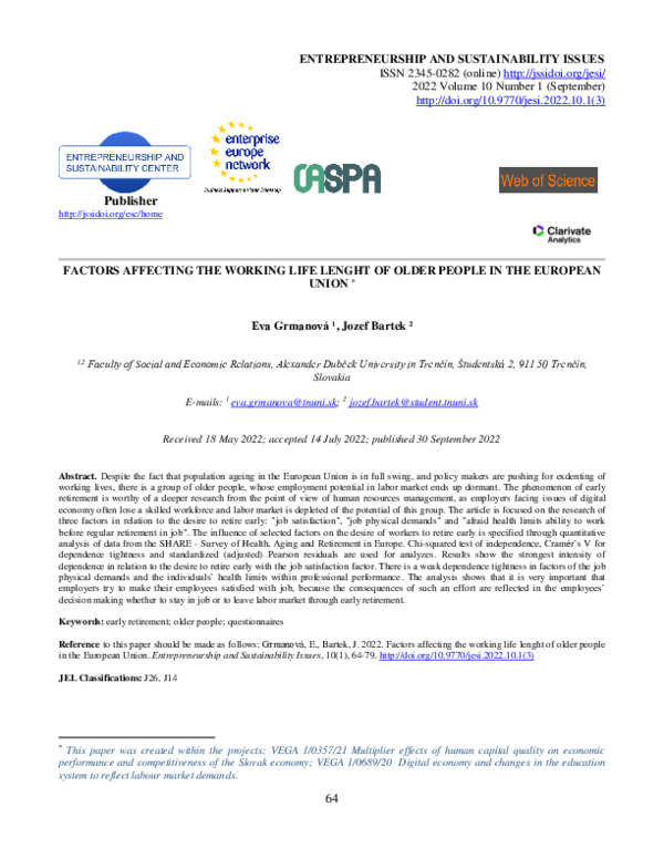 (PDF) Factors affecting the working life lenght of older people in the ...