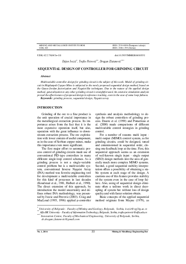 (PDF) Sequential design of controller for grinding circuit