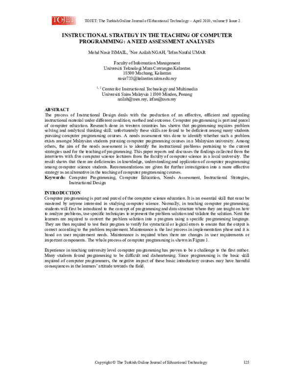 (PDF) Instructional Strategy in the Teaching of Computer Programming: A ...