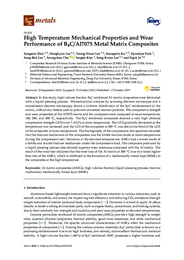 (PDF) High Temperature Mechanical Properties and Wear Performance of ...