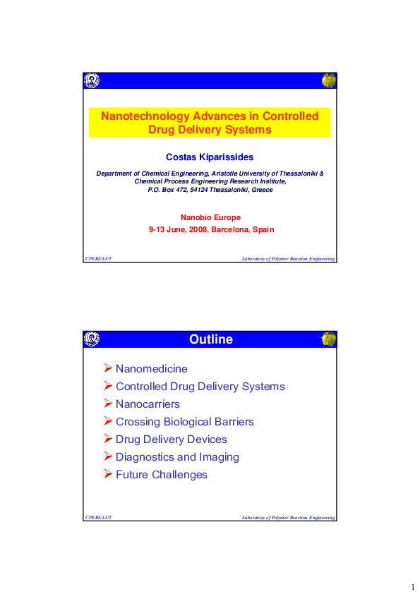 (PDF) Nanotechnology advances in controlled drug delivery systems