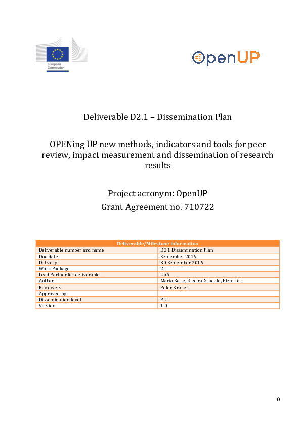 (PDF) Deliverable D2.1 – Dissemination Plan