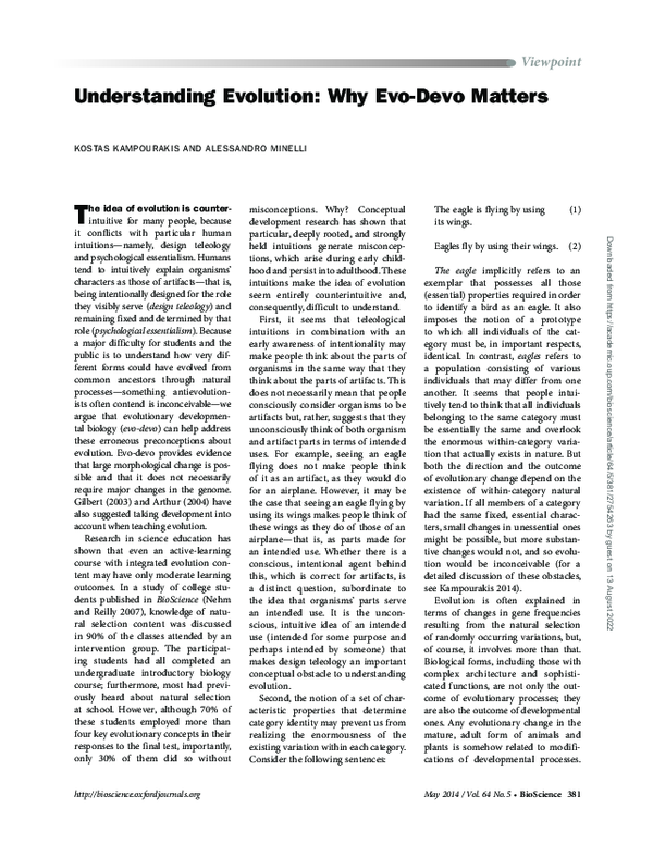 (PDF) Understanding Evolution: Why Evo-Devo Matters