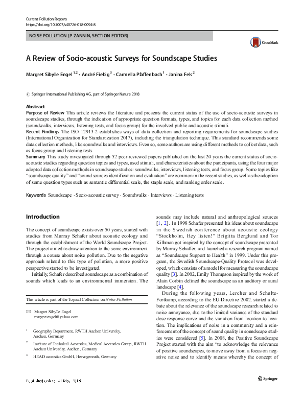 (PDF) A Review of Socio-acoustic Surveys for Soundscape Studies