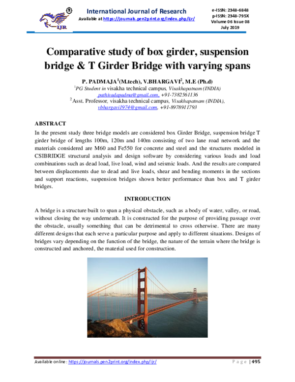 (PDF) Comparative study of box girder, suspension bridge & T Girder ...