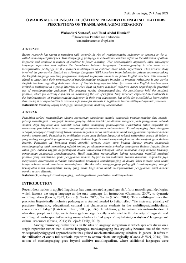 (PDF) Towards Multilingual Education: Pre-Service English Teachers ...