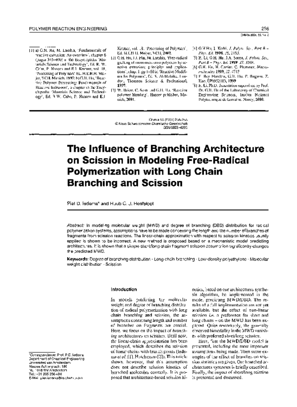 (PDF) The Influence of Branching Architecture on Scission in Modeling ...
