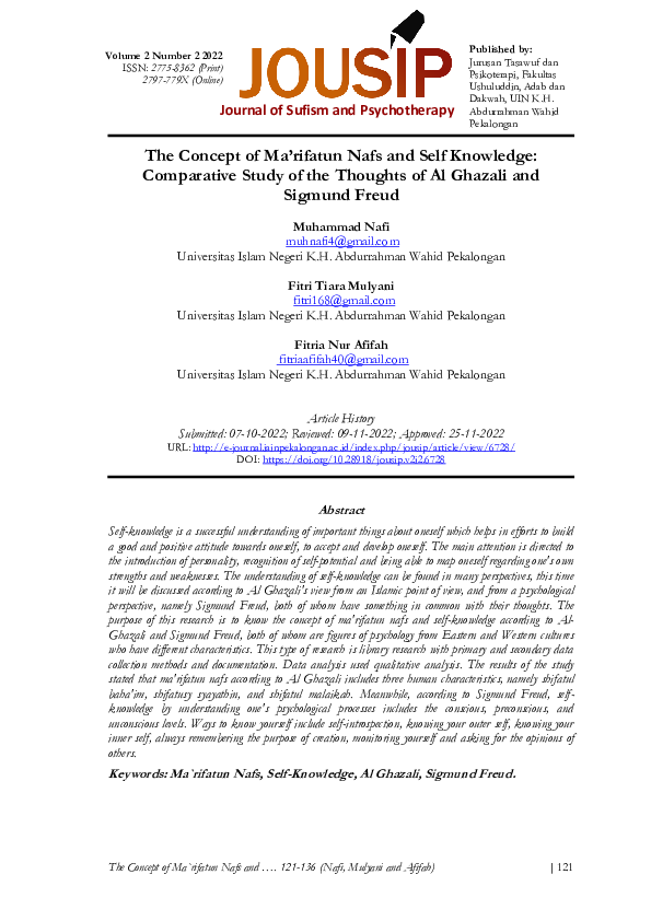 (PDF) The Concept of Ma’rifatun Nafs and Self Knowledge: Comparative ...