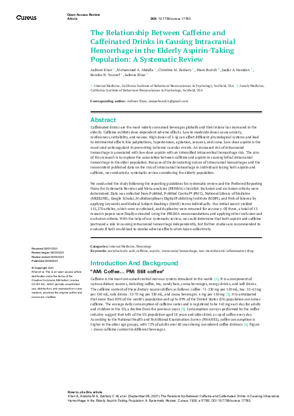 (PDF) The Relationship Between Caffeine and Caffeinated Drinks in ...