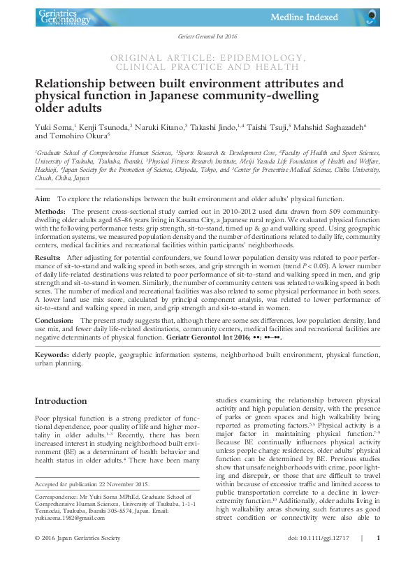 (PDF) Relationship between built environment attributes and physical ...