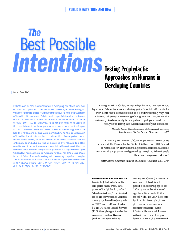 (PDF) The Best Possible Intentions Testing Prophylactic Approaches on ...