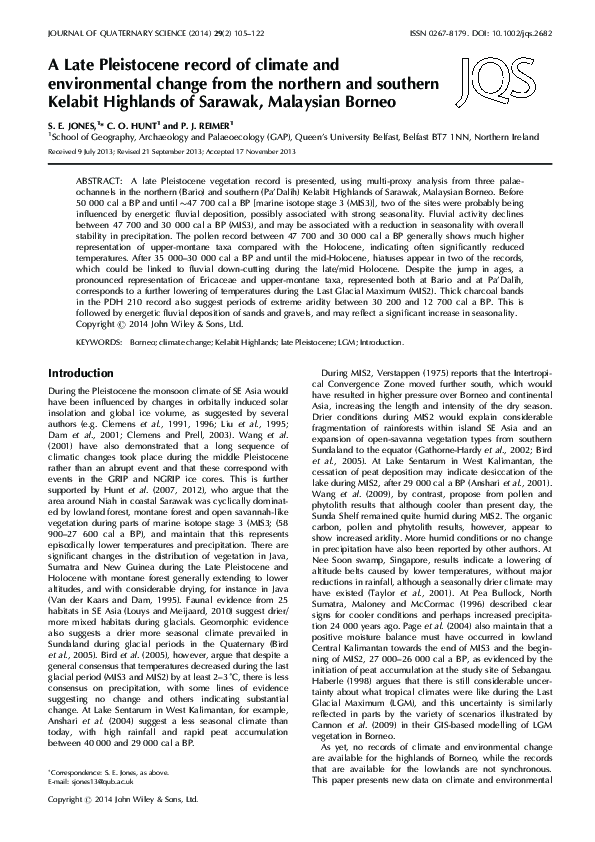 (PDF) A Late Pleistocene record of climate and environmental change ...