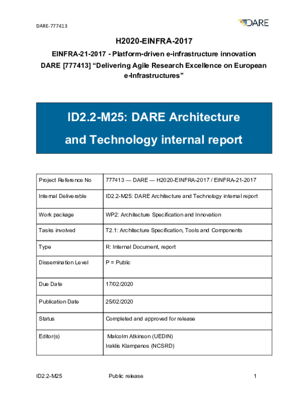 (PDF) DARE Architecture and Technology internal report