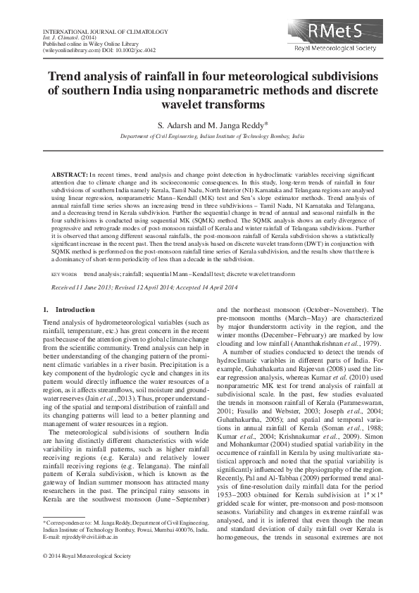 (PDF) Trend analysis of rainfall in four meteorological subdivisions of ...