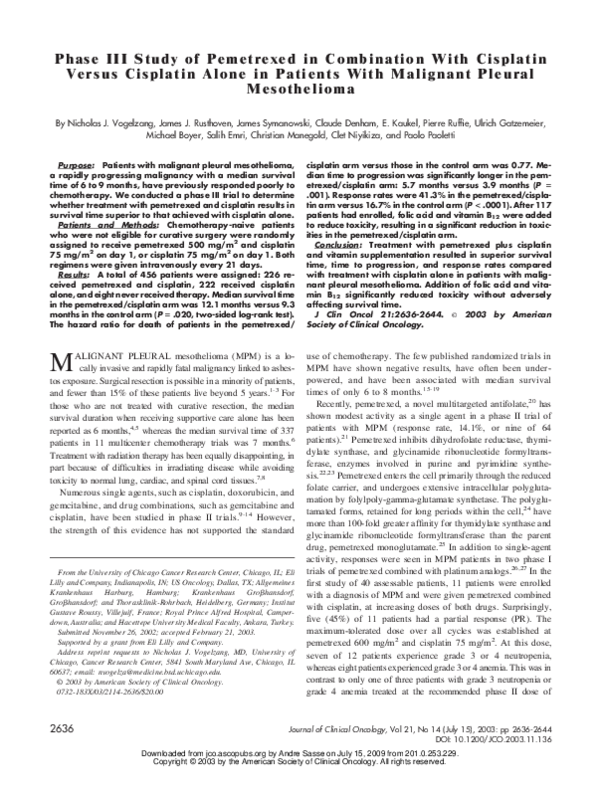 (PDF) Phase III Study of Pemetrexed in Combination With Cisplatin ...