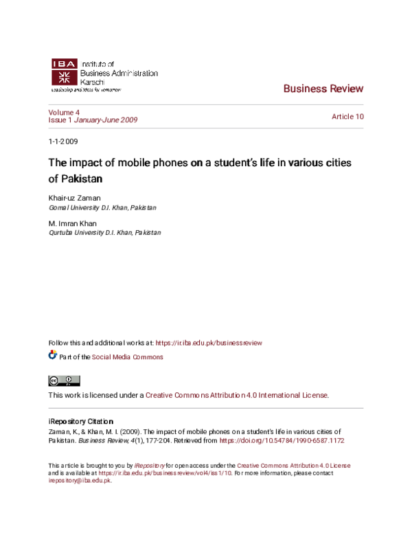 (PDF) The impact of mobile phones on a student’s life in various cities ...