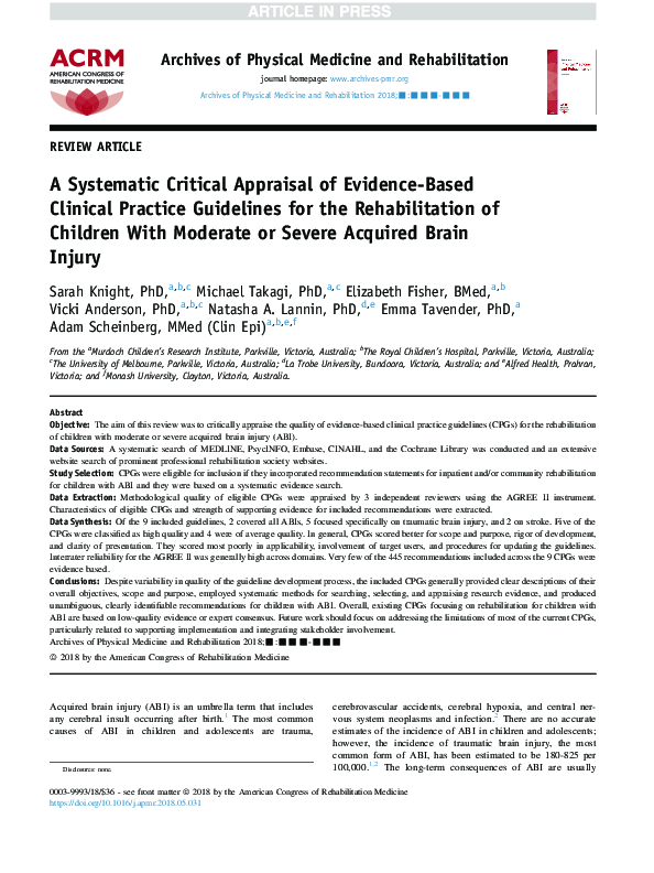 (PDF) A systematic critical appraisal of evidence-based clinical ...