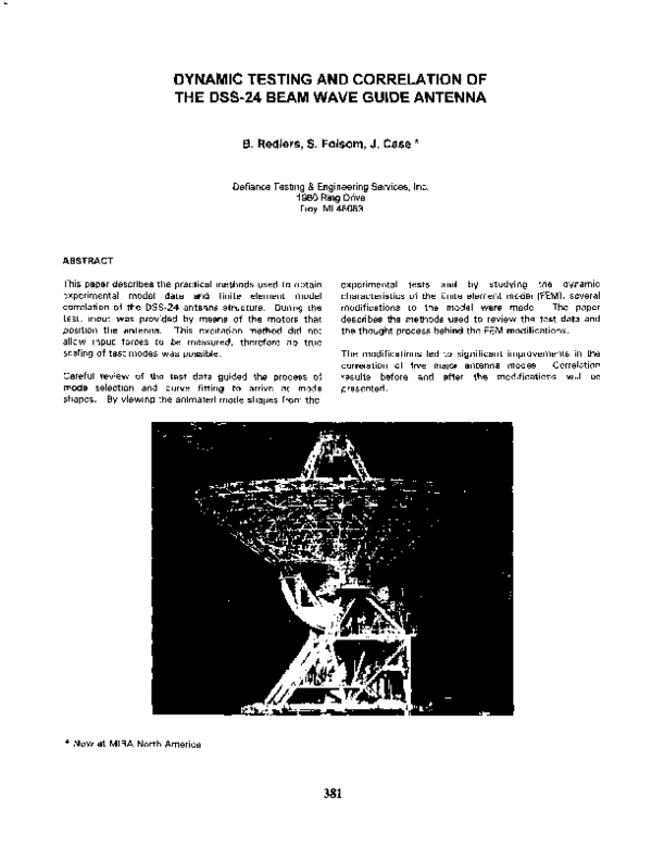 (PDF) Dynamic testing and correlation of the DSS-24 beam wave guide ...