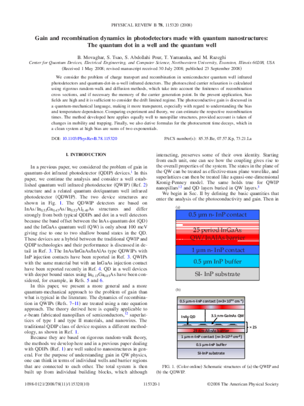 (PDF) Gain and recombination dynamics in photodetectors made with ...