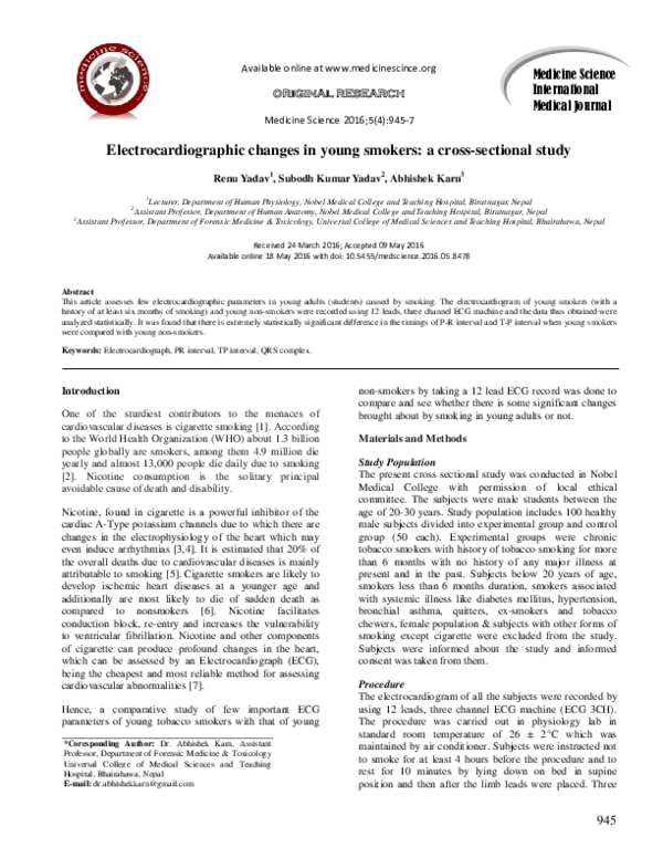 (PDF) Electrocardiographic changes in young smokers: a cross-sectional ...