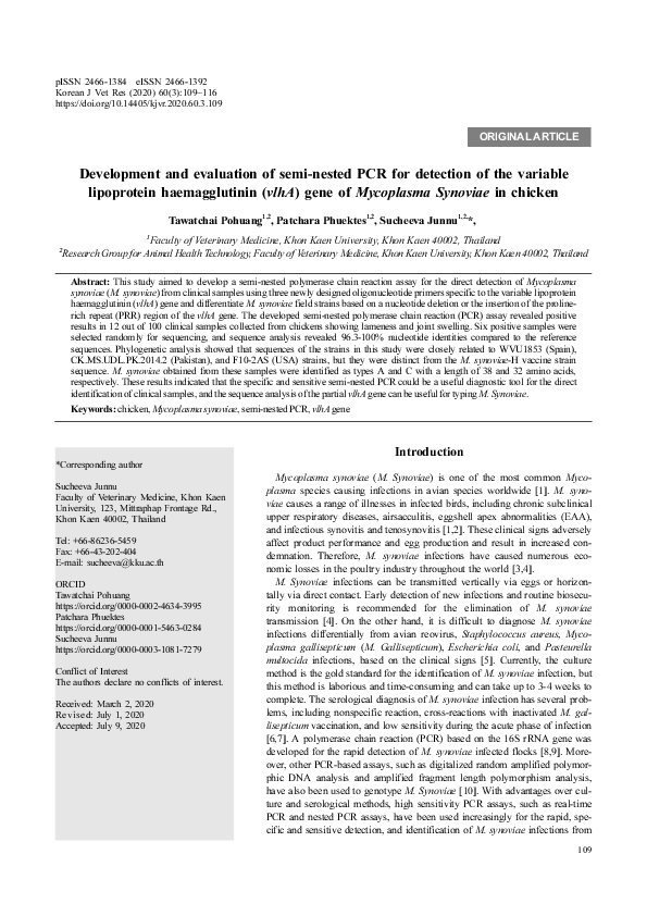 (PDF) Development and evaluation of semi-nested PCR for detection of ...