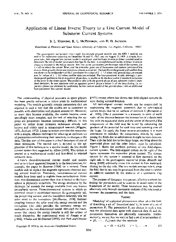 (PDF) Application of linear inverse theory to a line current model of ...