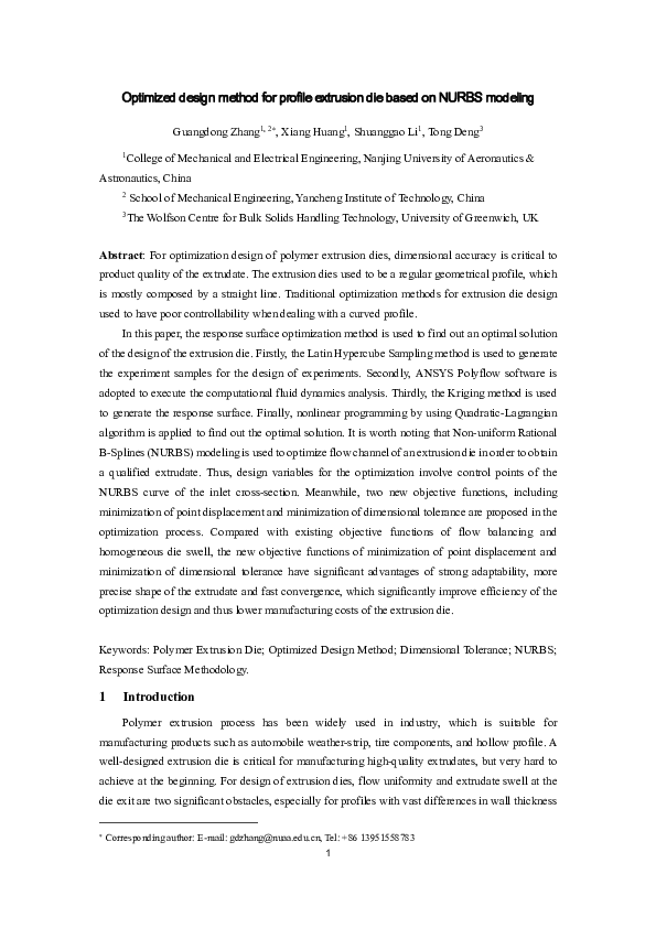 (PDF) Optimized Design Method for Profile Extrusion Die Based on NURBS ...