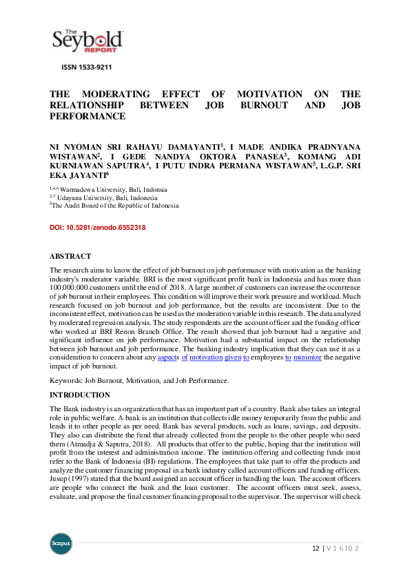 (PDF) The Moderating Effect of Motivation on the Relationship Between ...