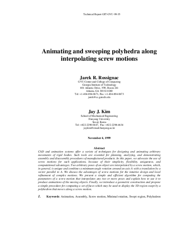 Pdf Computing And Visualizing Pose Interpolating 3d Motions