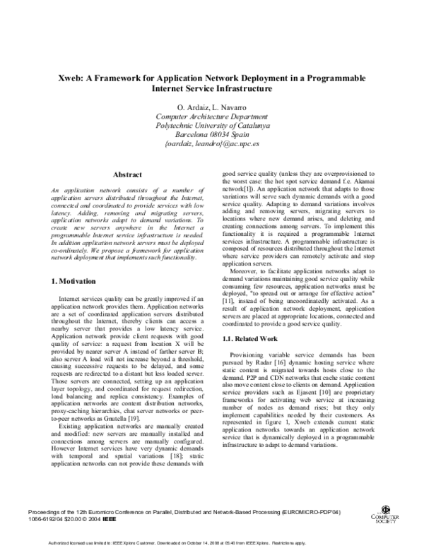 (PDF) Xweb: A framework for application network deployment in a ...